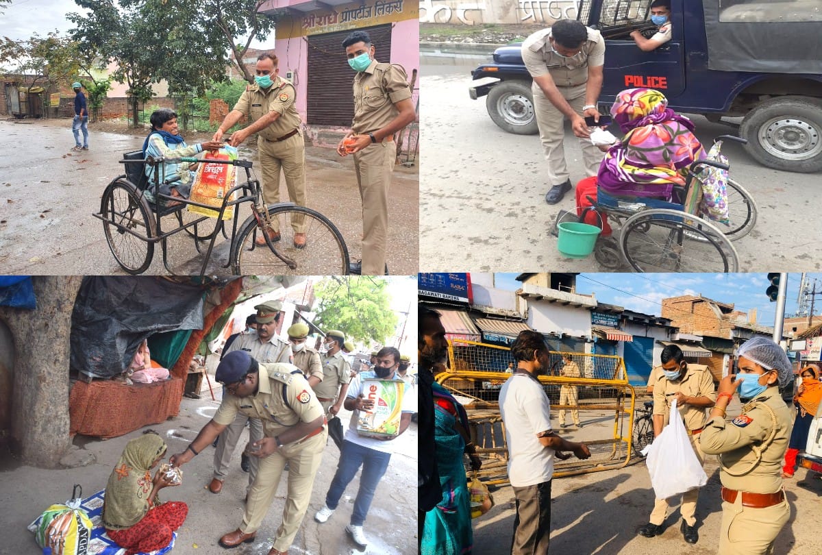 Lockdown in Agra News Latest Update policemen helping the poor and helpless