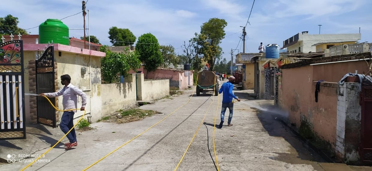 Spraying of medicines in villages