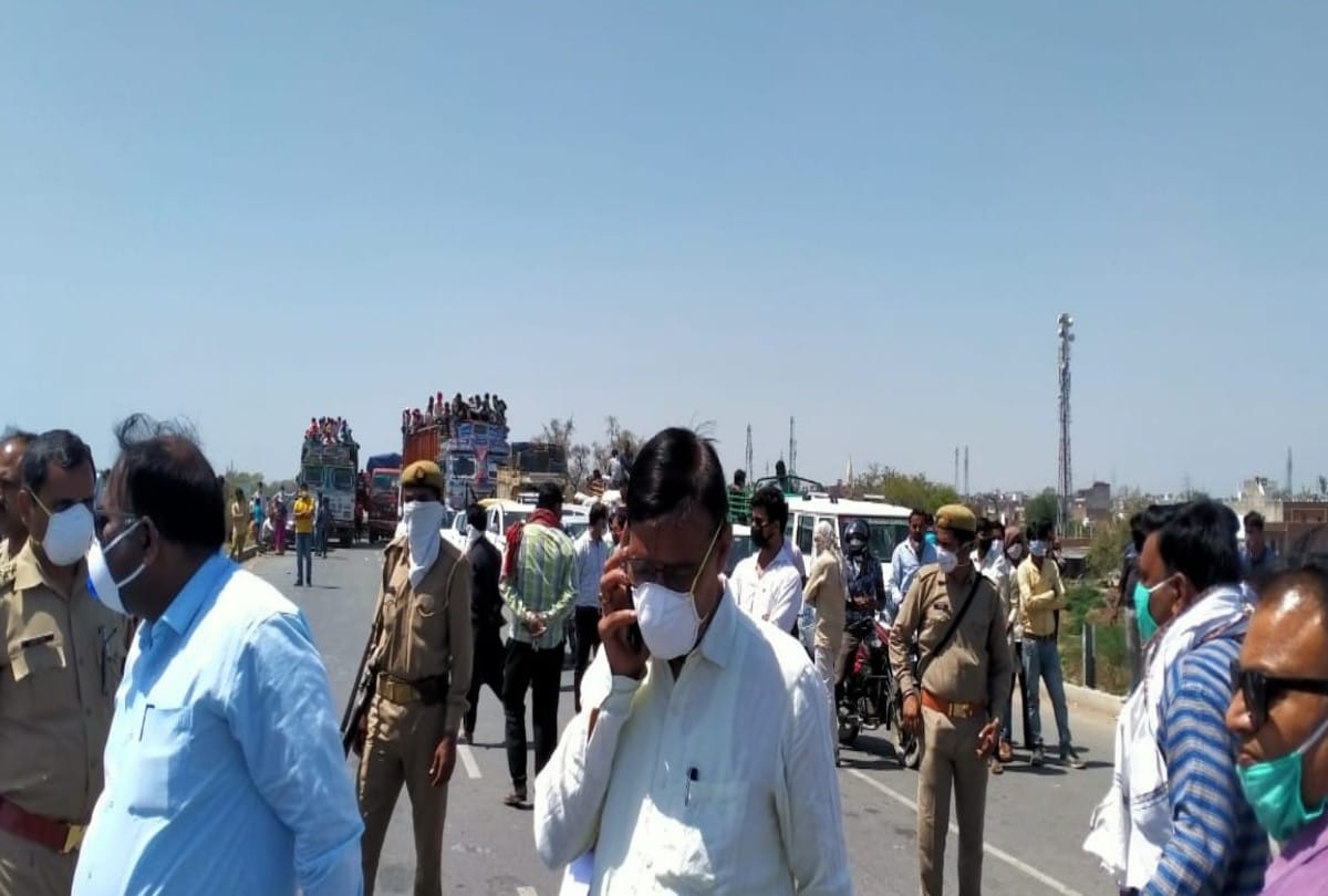 lockdown news update in hindi hot talk between officers of two districts on agra firozabad border