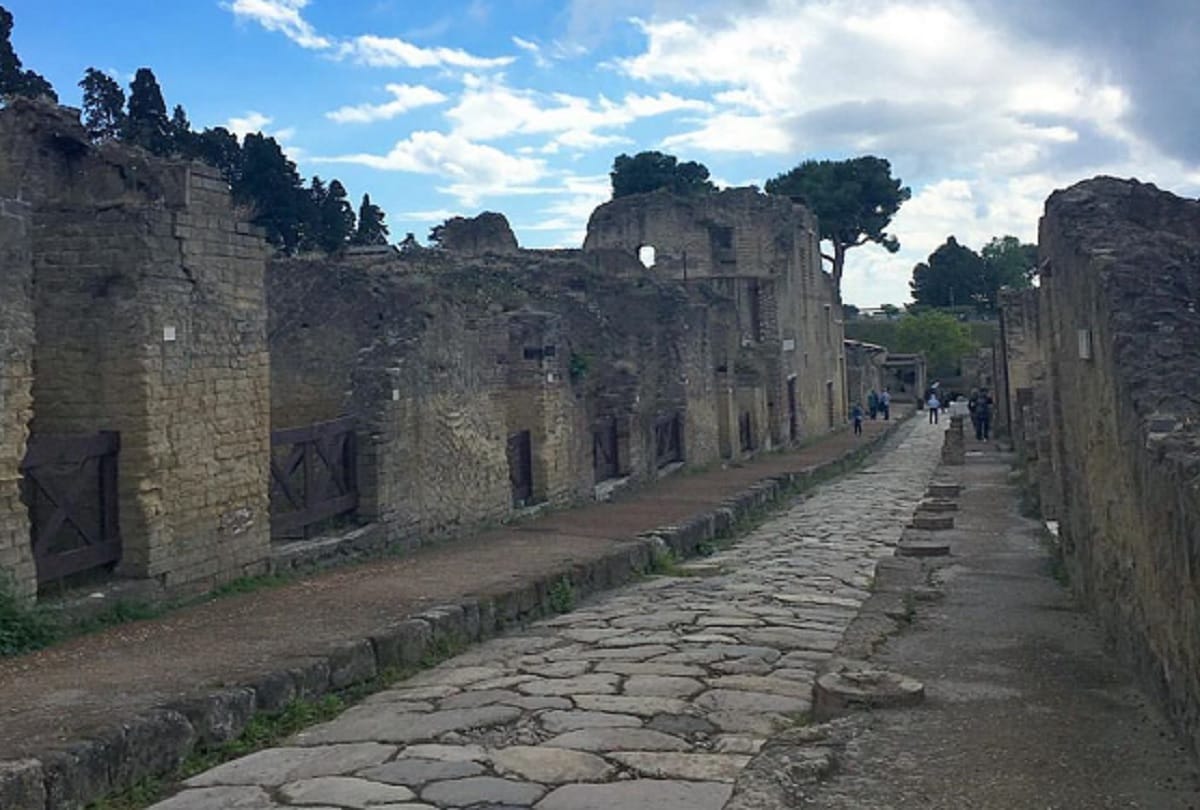 Ancient cities Pompeii and Herculaneum where people became stone due to Mount Vesuvius Volcano eruption
