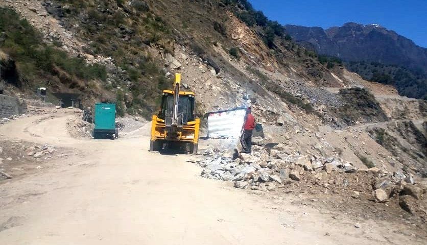 More than 150 laborers are engaged in road construction