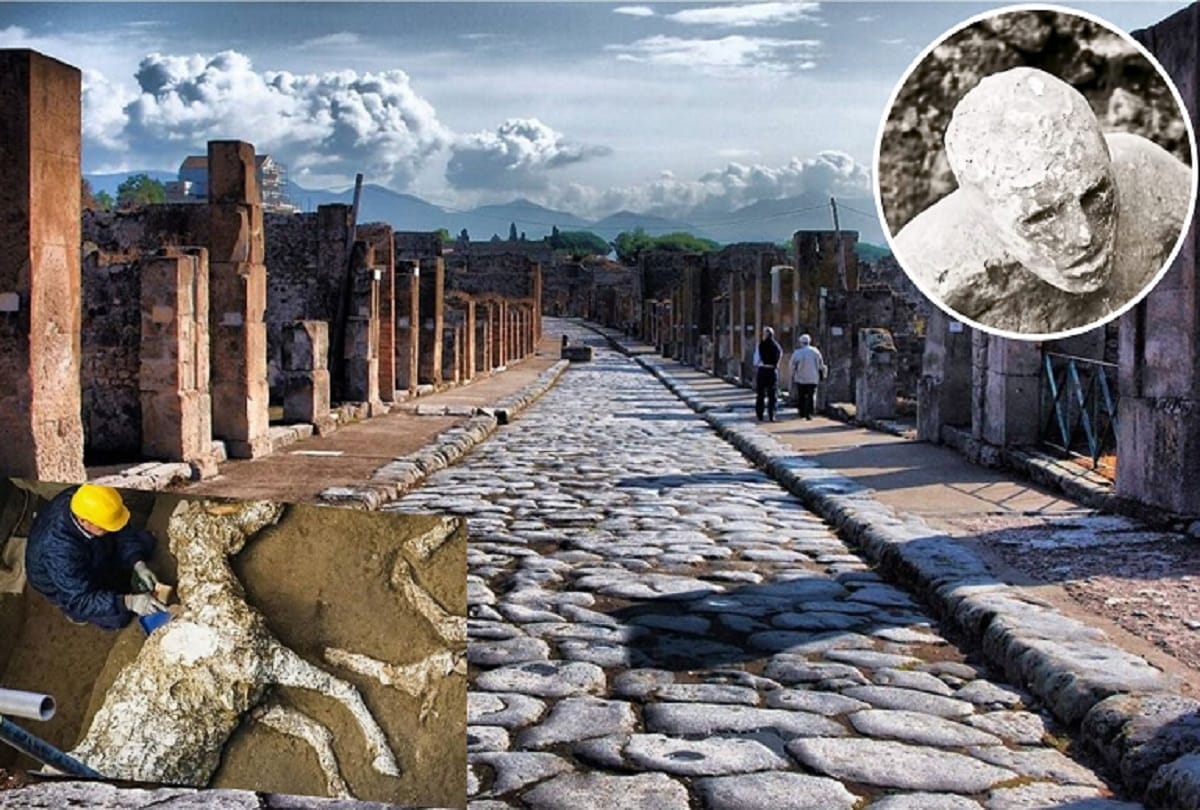 Ancient cities Pompeii and Herculaneum where people became stone due to Mount Vesuvius Volcano eruption
