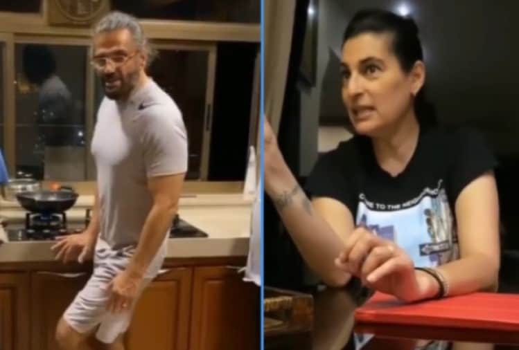 suniel shetty making food wife mana shetty reaction quarantine time
