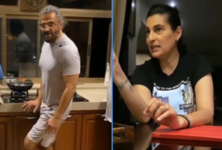 suniel shetty making food wife mana shetty reaction quarantine time