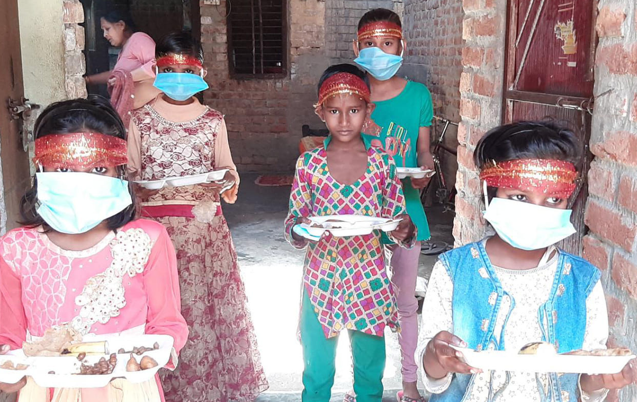 Durga Ashtami celebrated with social distance