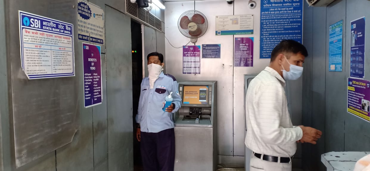 Sanitizers being kept under lock in Rohtak ATM booths, people are not getting facilities