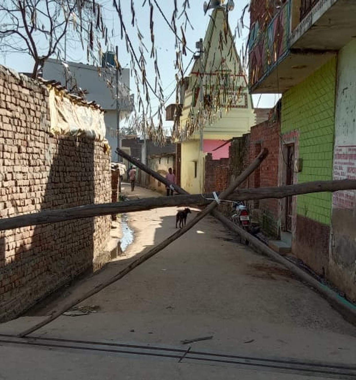 Villagers closed the way to the village