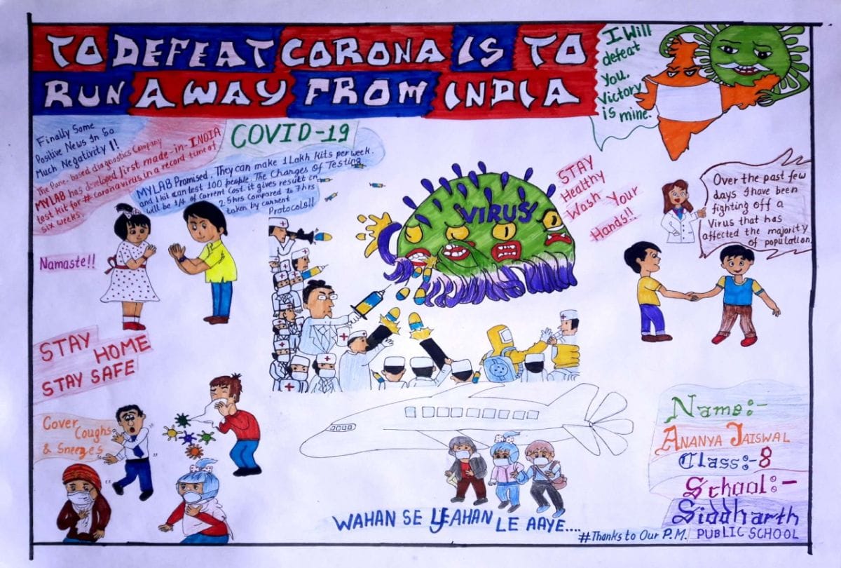Student Made Paintings On Corona Virus Defeat From India