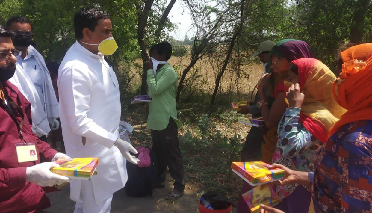 SP MP distributed lunch package to poor