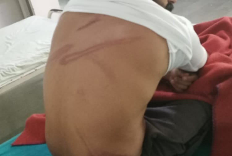 Beaten up army man in a Village of Ludhiana