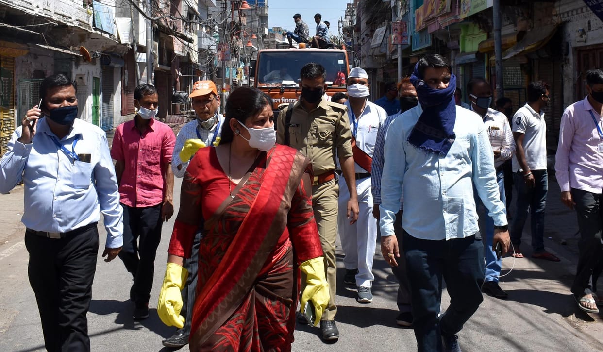 Mutthiganj area sainitized on Friday in presence of city Mayor