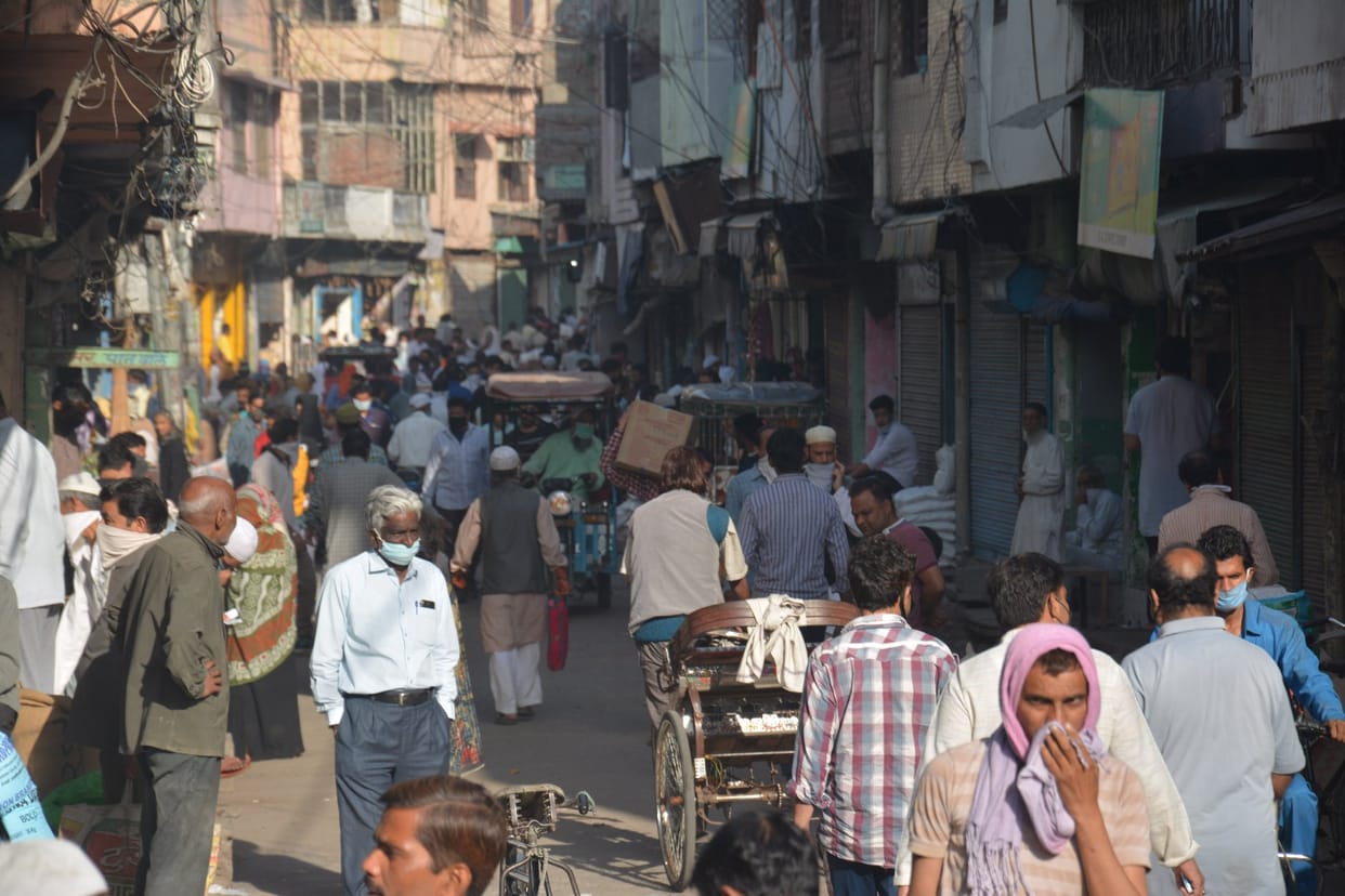 The crowd gets crowded at the shops in the morning