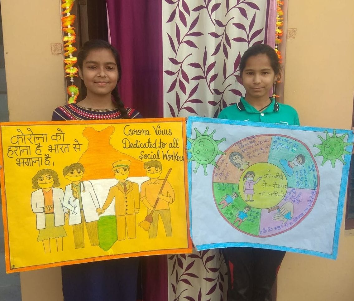 Students made a painting at home, gave a message of rescue from Corona