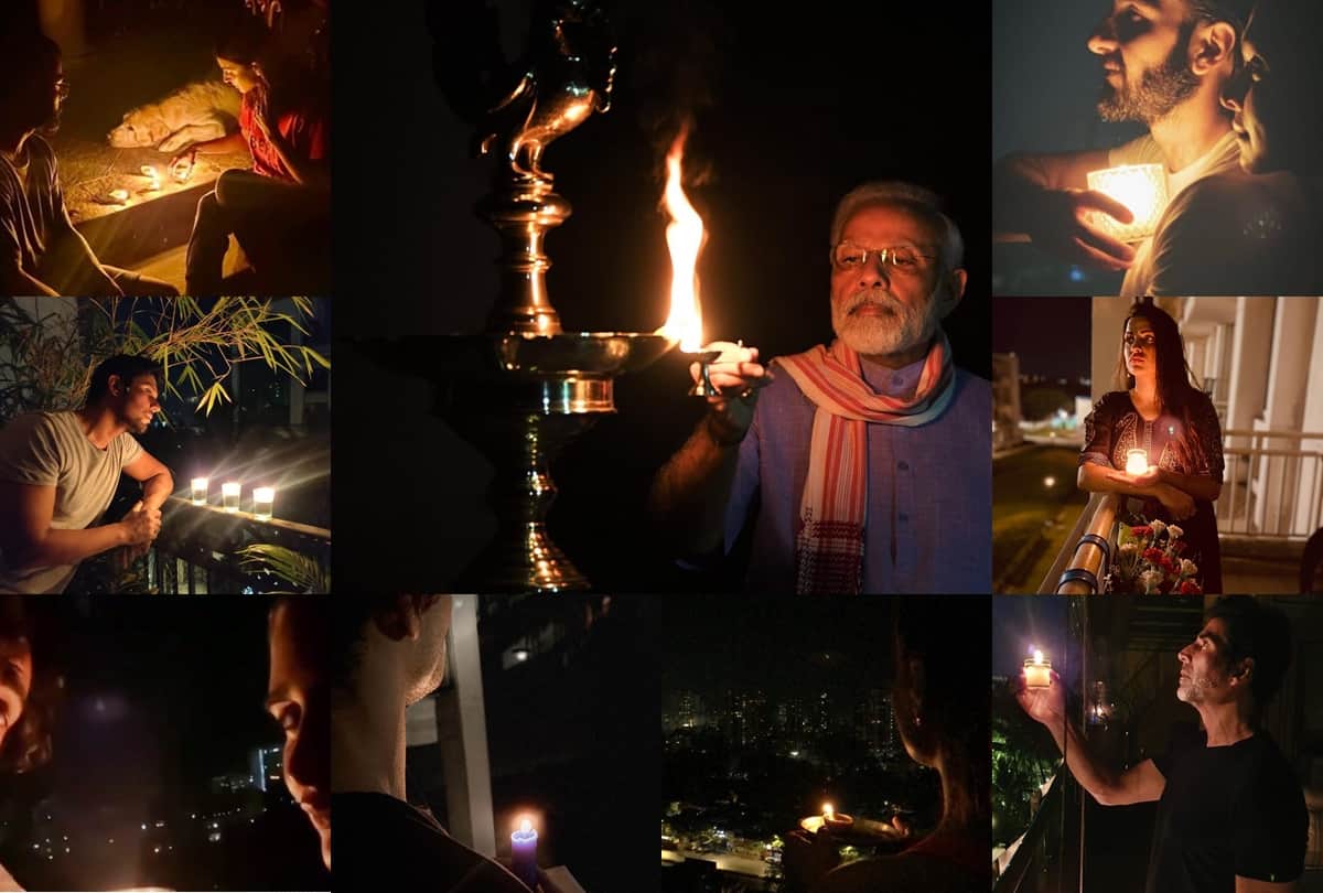 Pm Narendra Modi Diya Jalao call Supported by Bollywood Celebs Check latest viral Photos Videos