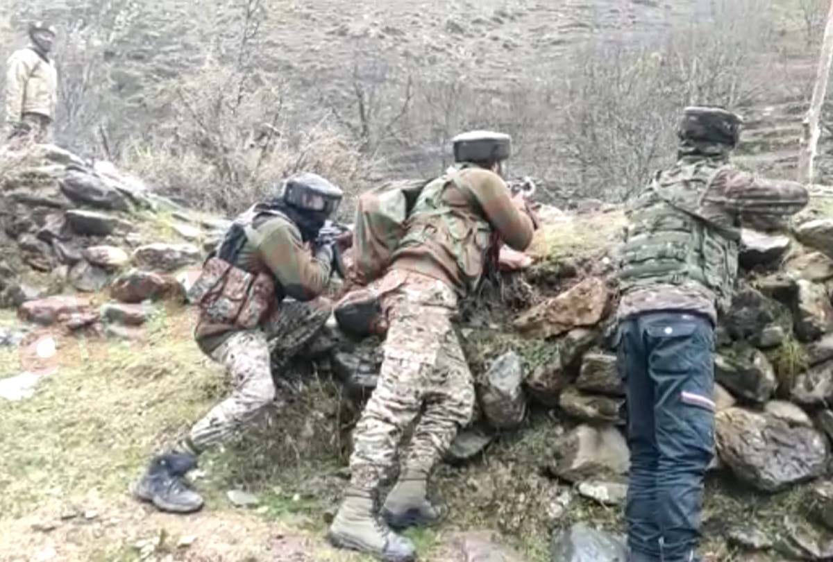Forces launch search operation in Handwara village jammu kashmir
