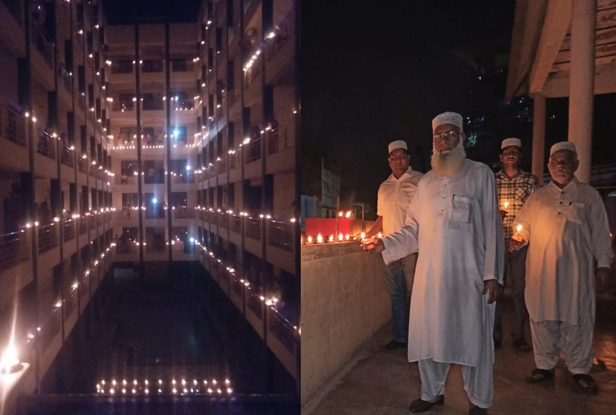 Fight against coronavirus agra people gave message of unity by light up lamps