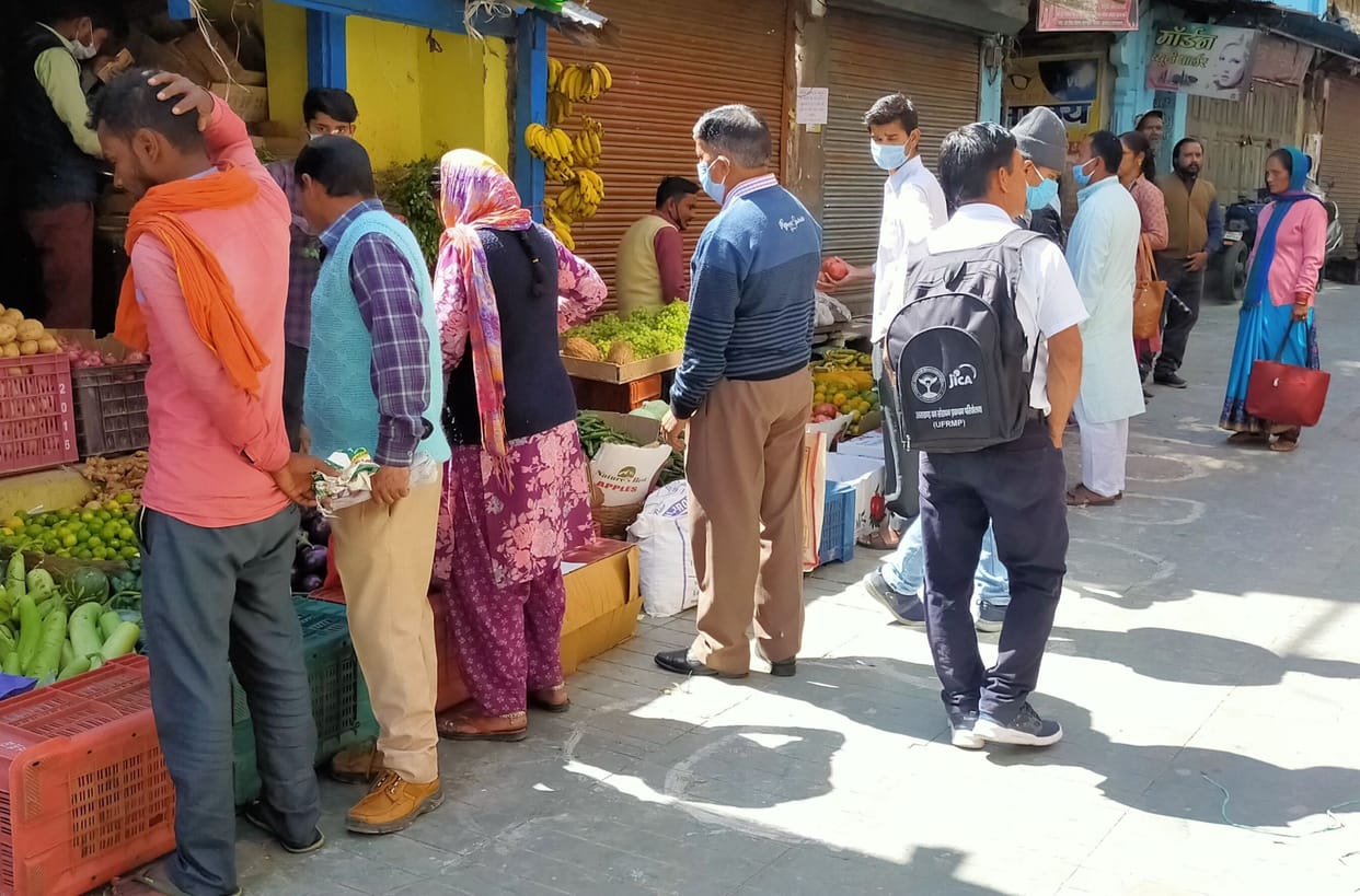 Crowd in the market for shopping during the lockdown relaxation