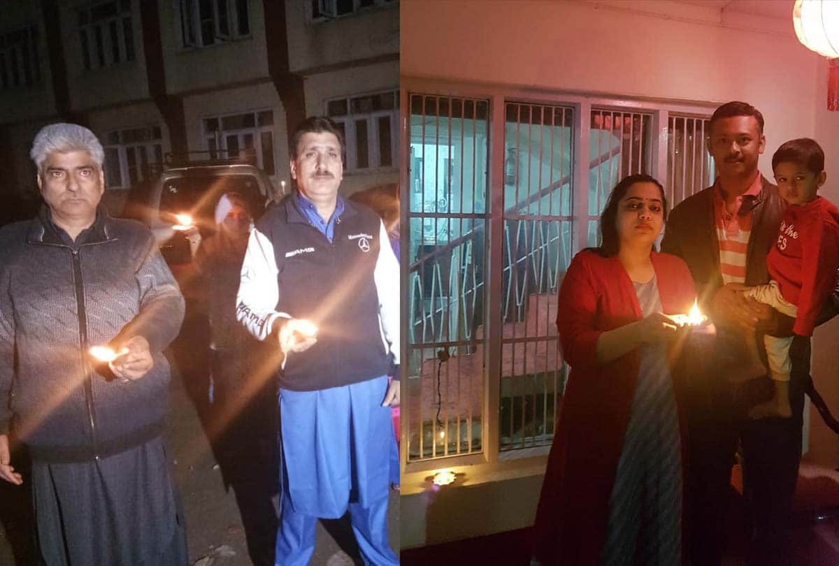 people of Jammu Kashmir light diya on pm modi appeal against corona for nine minutes
