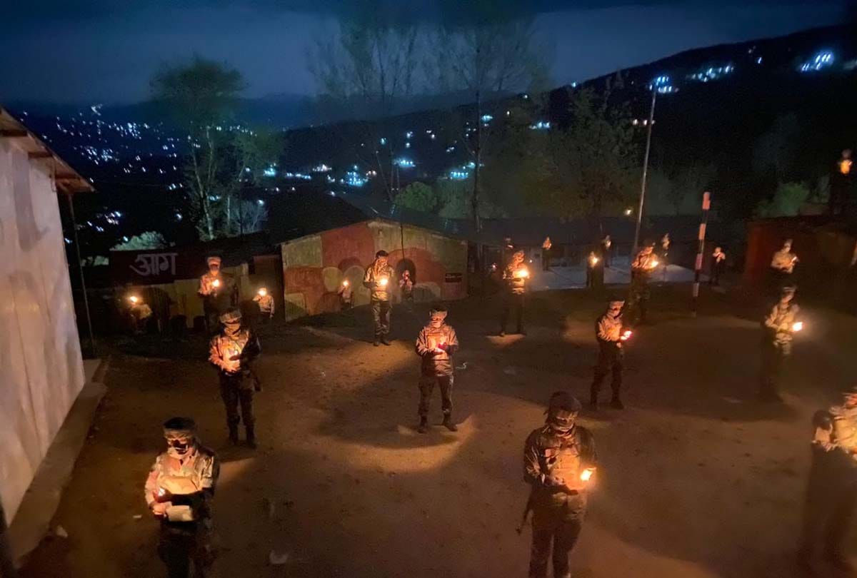 people of Jammu Kashmir light diya on pm modi appeal against corona for nine minutes