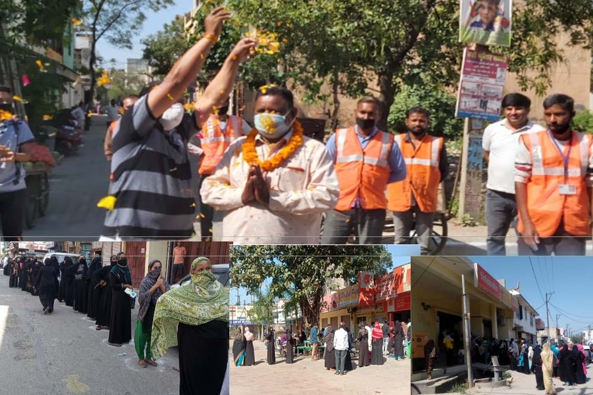 Lockdown update west UP news in Hindi: People showered flowers in honor of Sweepers, long queues outside banks on 13th day ofLockdown