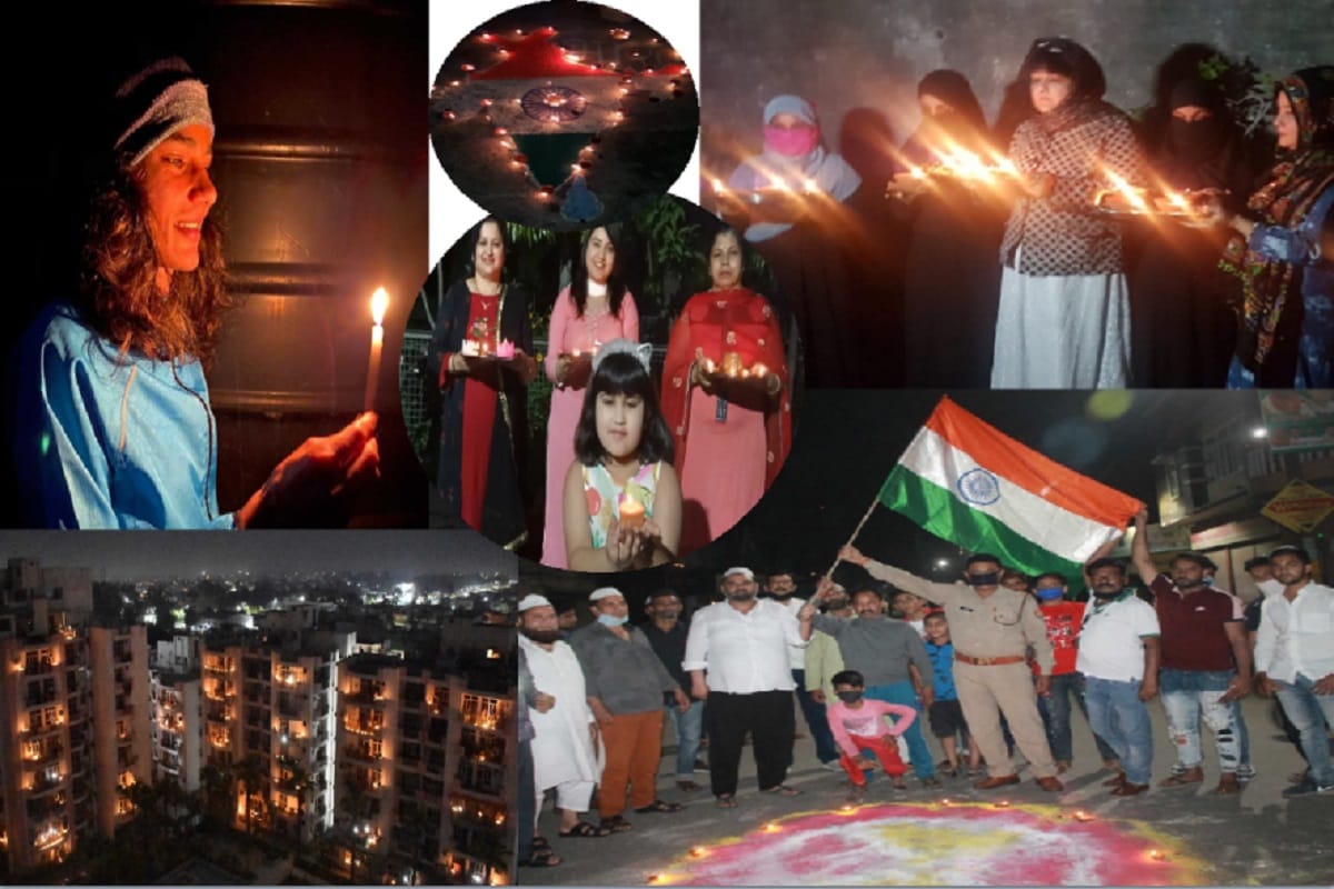 Corona, Peoples of Meerut diyas light candles, mobile torches against corona for nine minutes in city