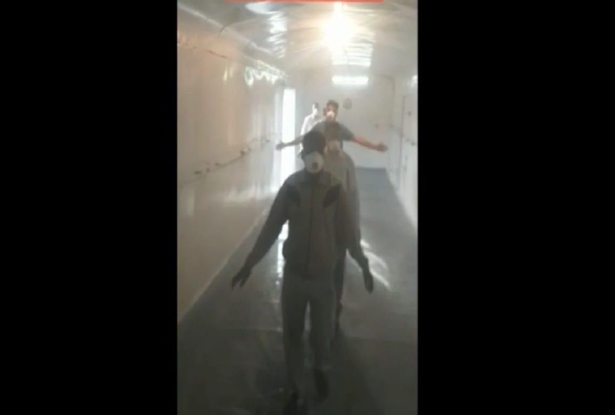 Coronavirus lockdown indian railway made a fumigation tunnel to kill virus from body while passing through it