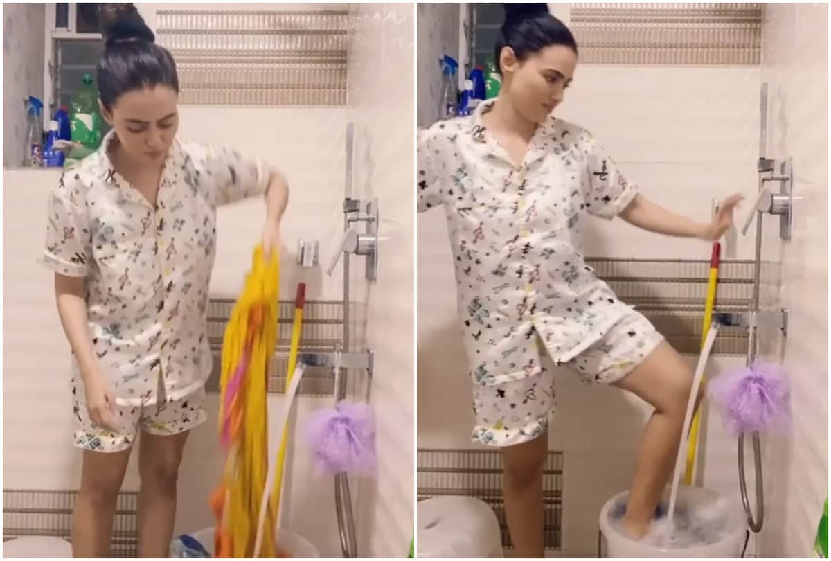 Bigg Boss Fame Sana Khan Takes Out her Anger by Washing Cloth With Her Funny Reaction During Coronavirus Lockdown
