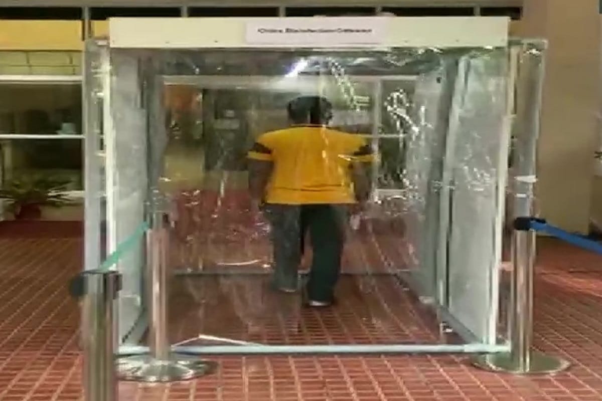 Coronavirus : A portable disinfection gateway set up at Sree Chitra Tirunal Institute for Medical Sciences and Technology for disinfecting people