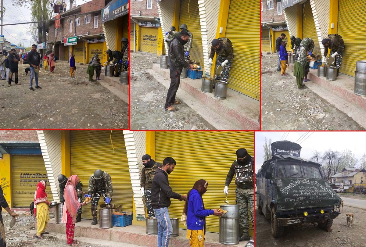 lockdown in Jammu Kashmir (J&K) News in Hindi, crpf distribute meals to labourers at anantnag railway station