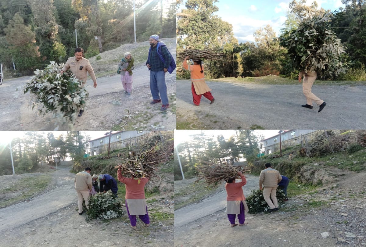 head constable set example of humanity, carried the burden of elderly woman to home