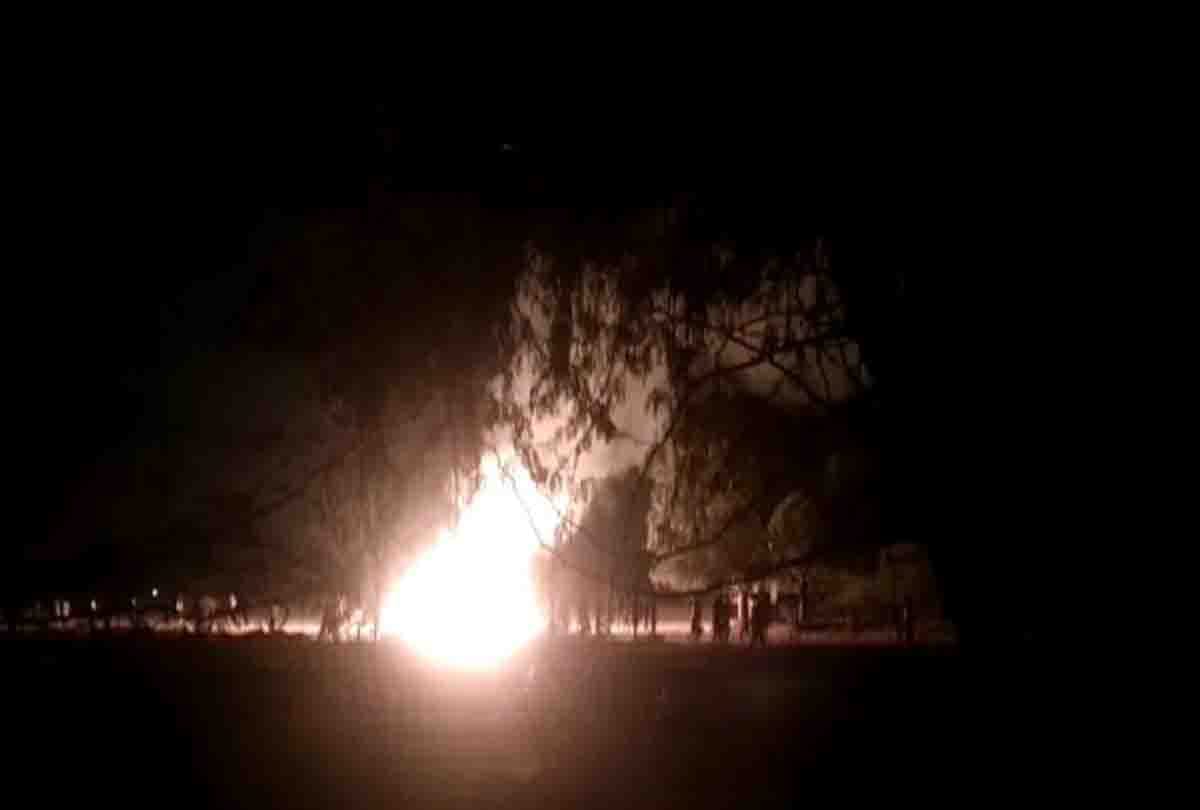 crop of wheat burnt into ashes due to fire