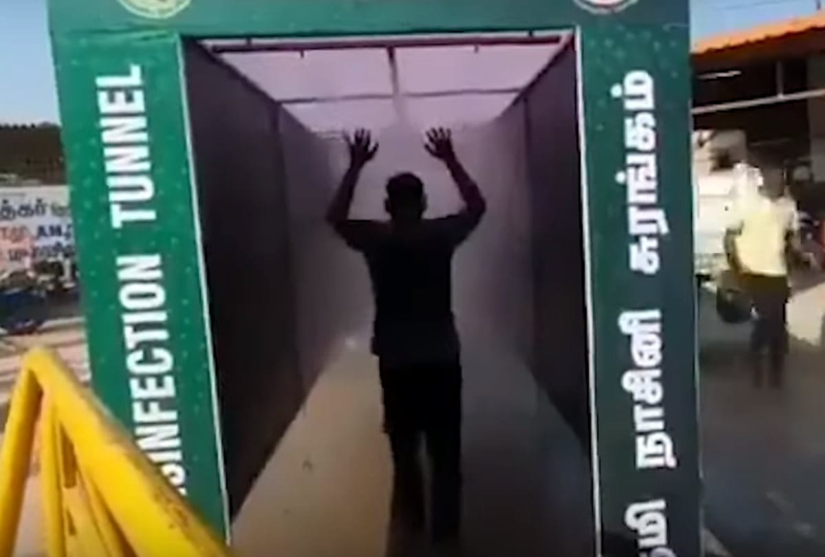 Corona Disinfection Tunnel Trial in Shimla by Municipal Corporation Shimla Himachal Pradesh