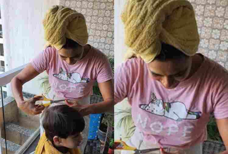 shweta tiwari make hairstylist cut the hair her son during lockdown