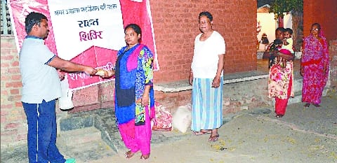 Relief material distributed among the needy