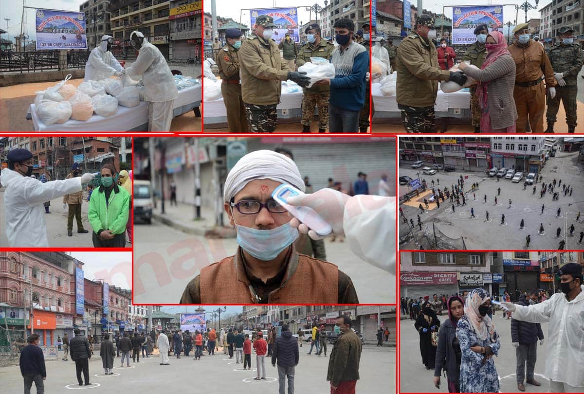 coronavirus lockdown in Jammu Kashmir (J&K) News in Hindi, crpf DISTRIBUTED Food items among needy in Srinagar