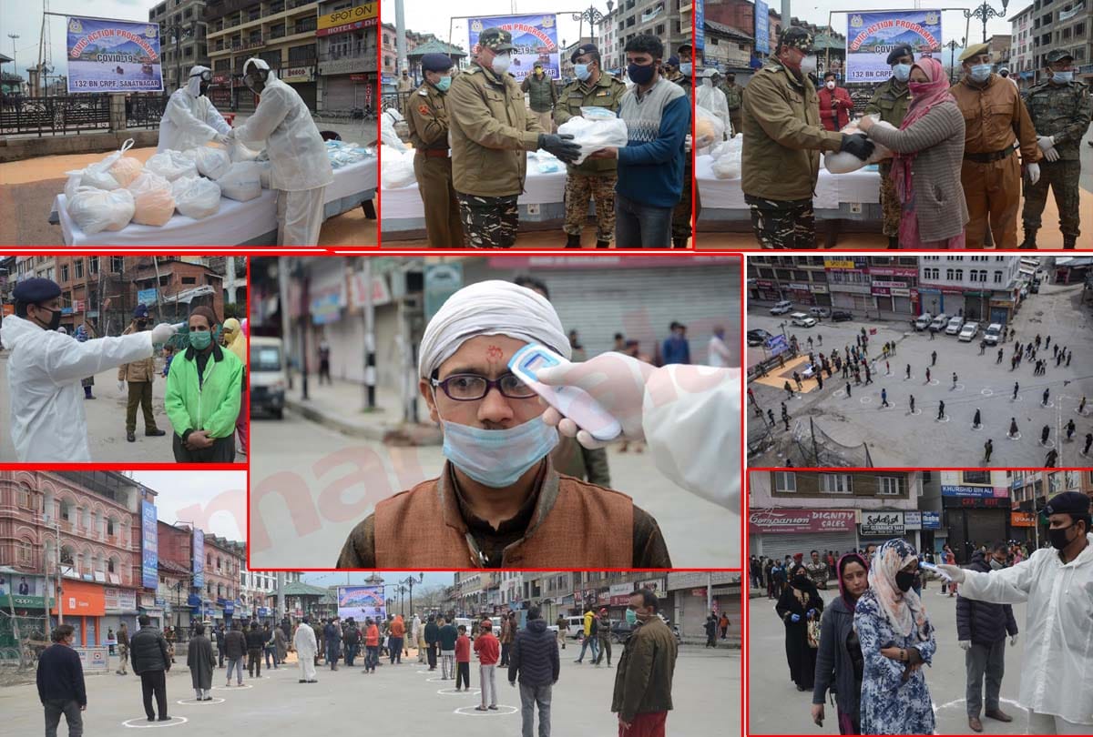 coronavirus lockdown in Jammu Kashmir (J&K) News in Hindi, crpf DISTRIBUTED Food items among needy in Srinagar