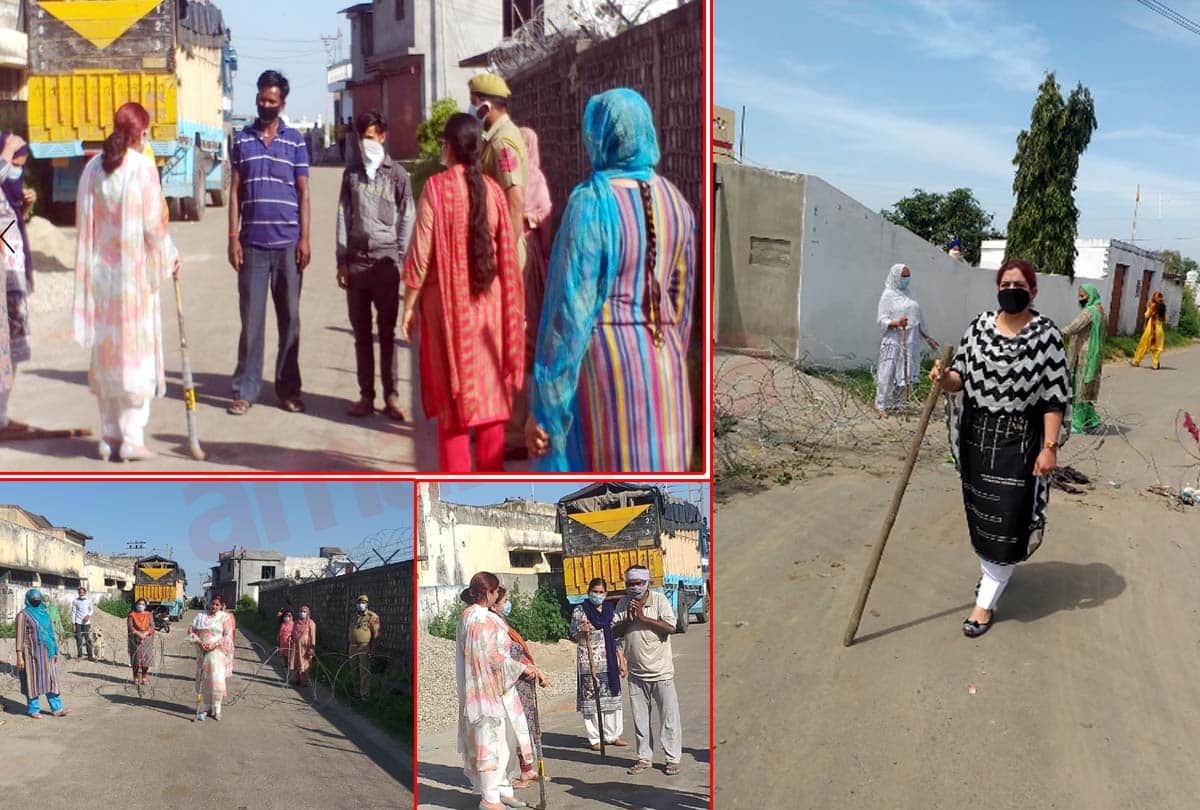 Coronavirus in Jammu Kashmir (J&K) News in Hindi, People go out of home unnecessarily, women took up hockey sticks and tackling situation