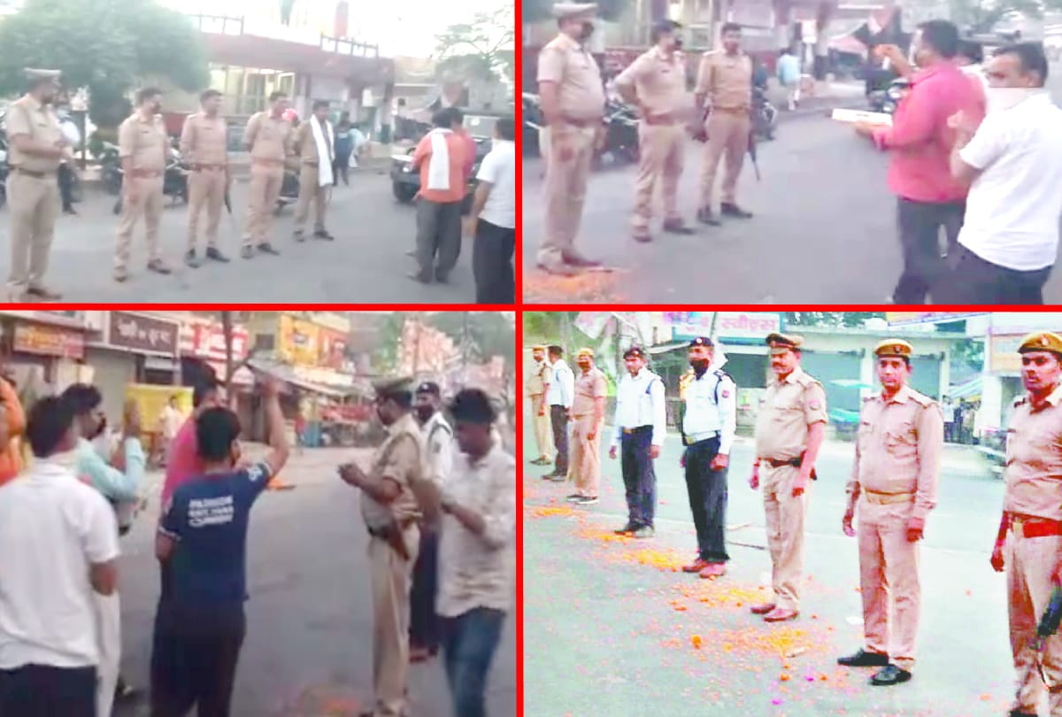 people clapped and Flowers showered on police for hard work on Duty during lockdown