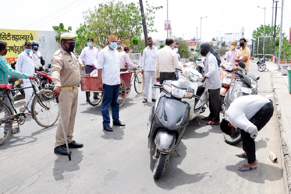 Corona Update, Police has taken action against people for violating lockdown in Saharanpur