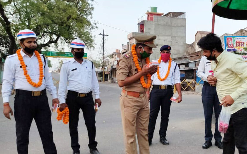 Policeman honored for security, service in Chitrakoot