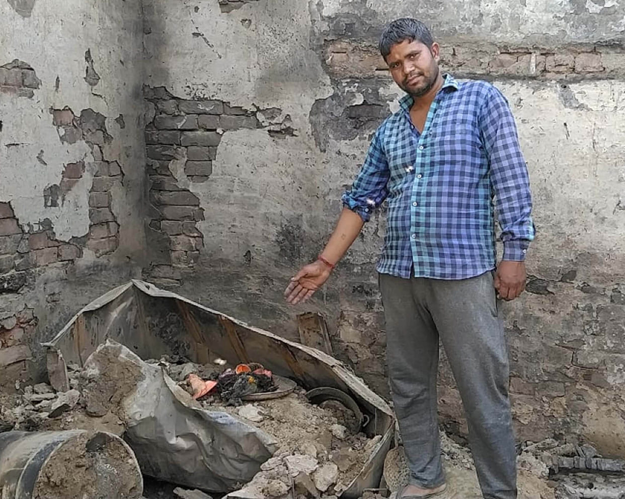 Roof damaged due to gas cylinder explosion