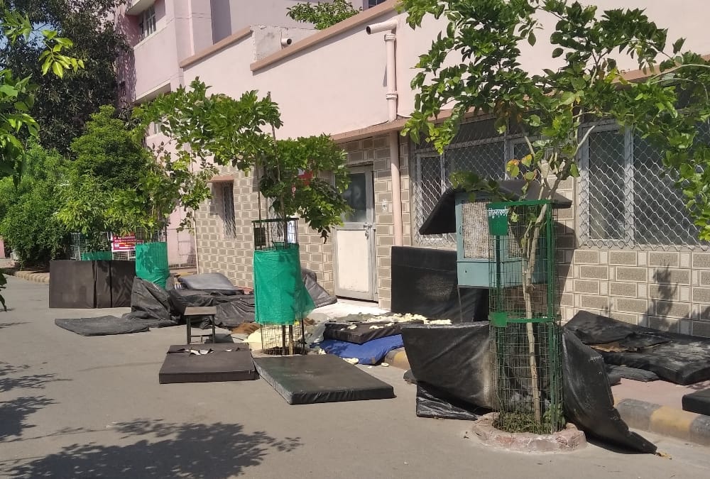 carelessness of balrampur hospital, mattresses used by corona patients thrown in open