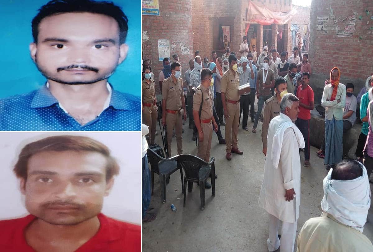 मृतकों की फाइल फोटो व मौके पर पुलिस