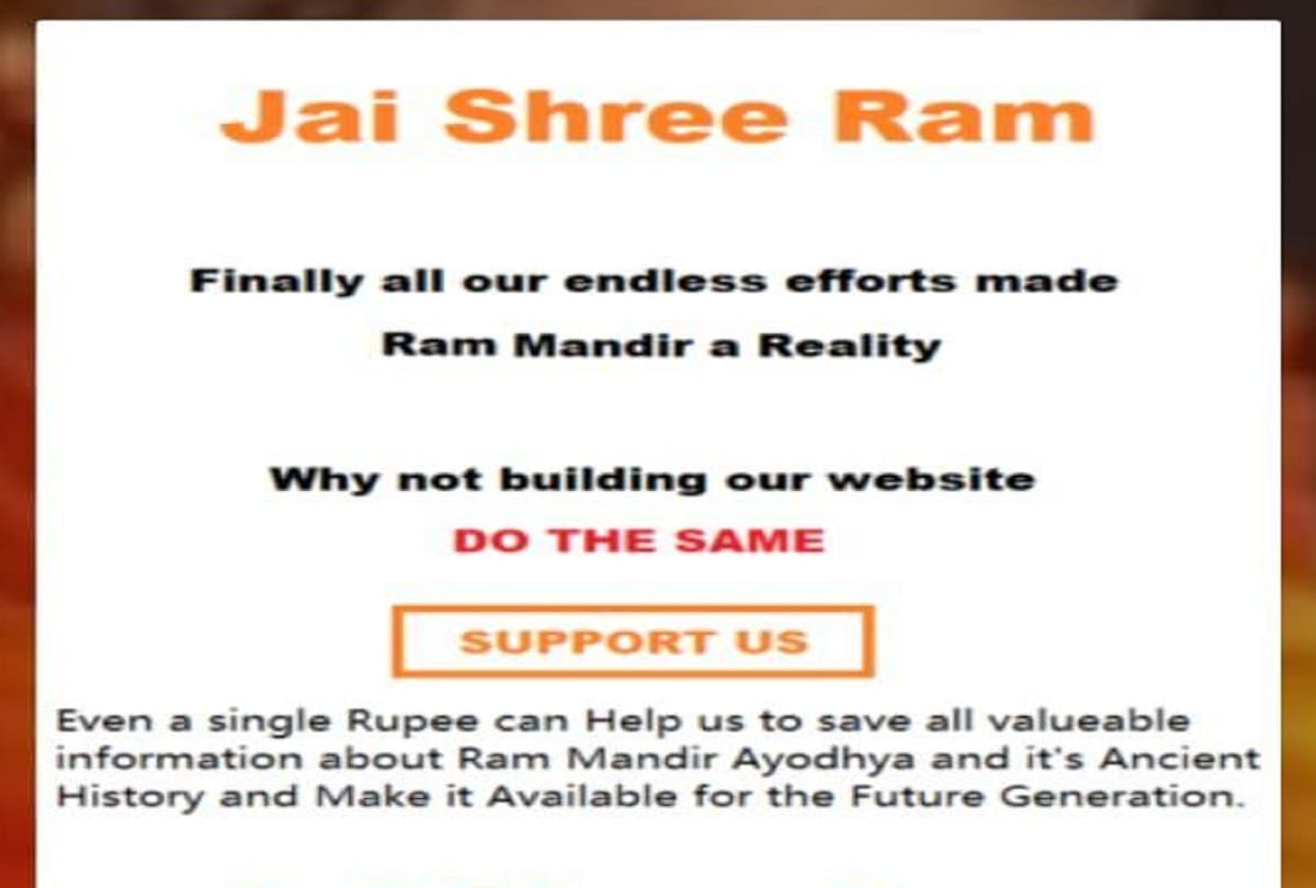 fake website and twitter account on name of ram mandir case registered