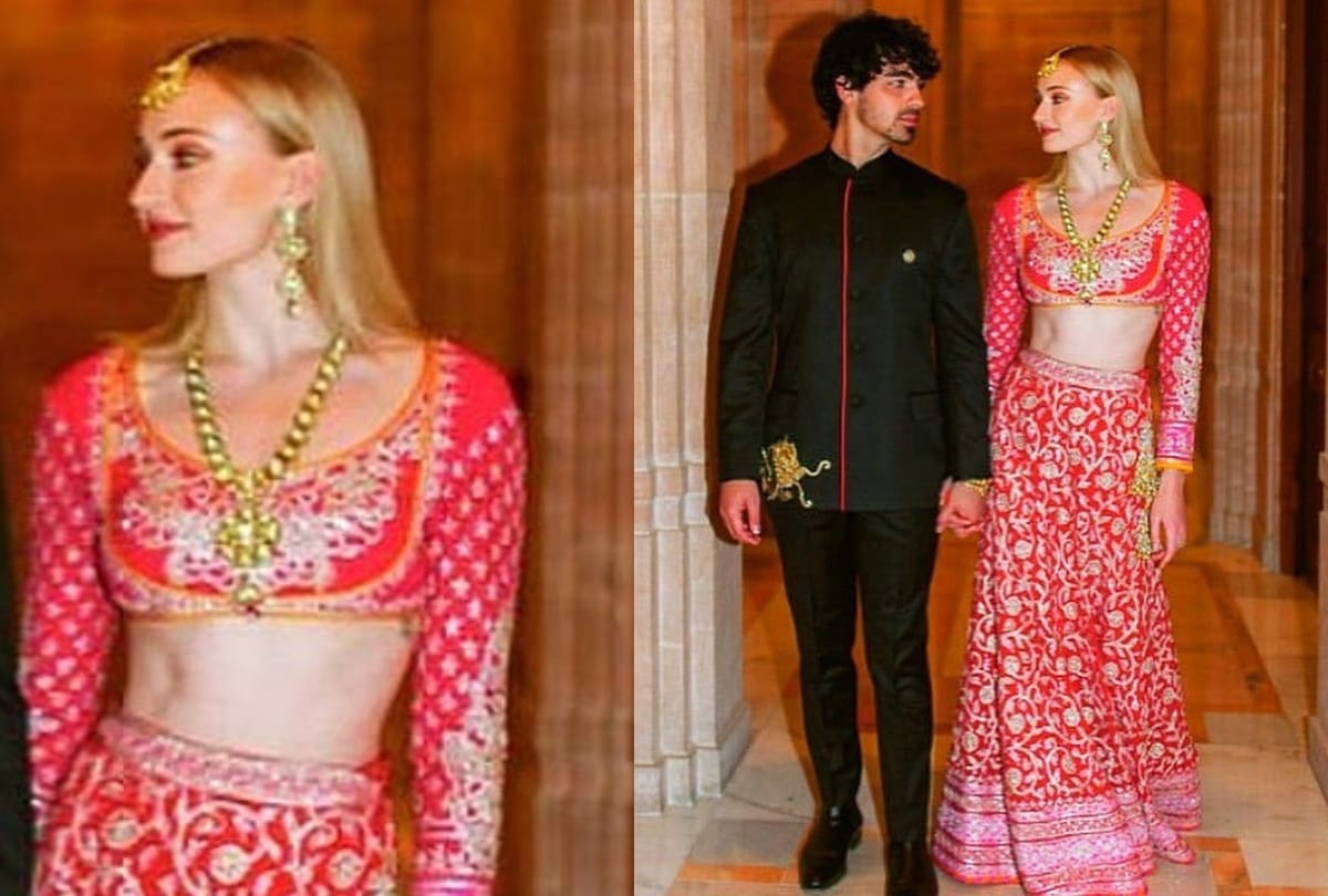 sophie turner indian traditional look in priyanka nick wedding