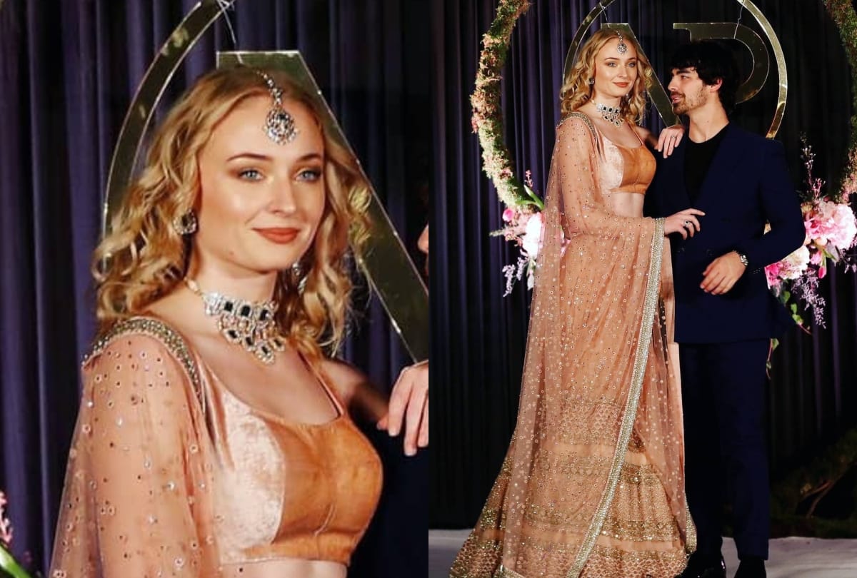 sophie turner indian traditional look in priyanka nick wedding