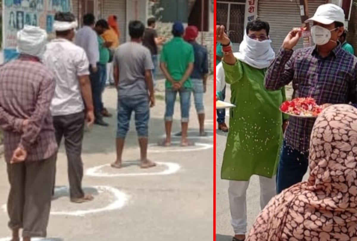 Corona Warriors flowers showered on cleaning workers in gorakhpur