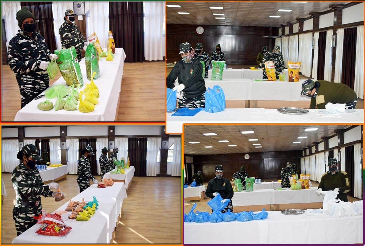 crpf india women warriors making food packets to be distributed amongst needy under Madadgar CAFY scheme