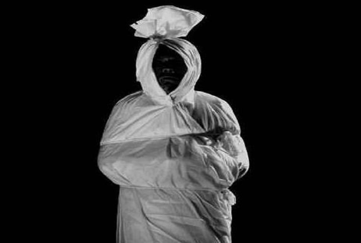 pocong ghosts scare people for staying home in a Indonesian village Kepuh