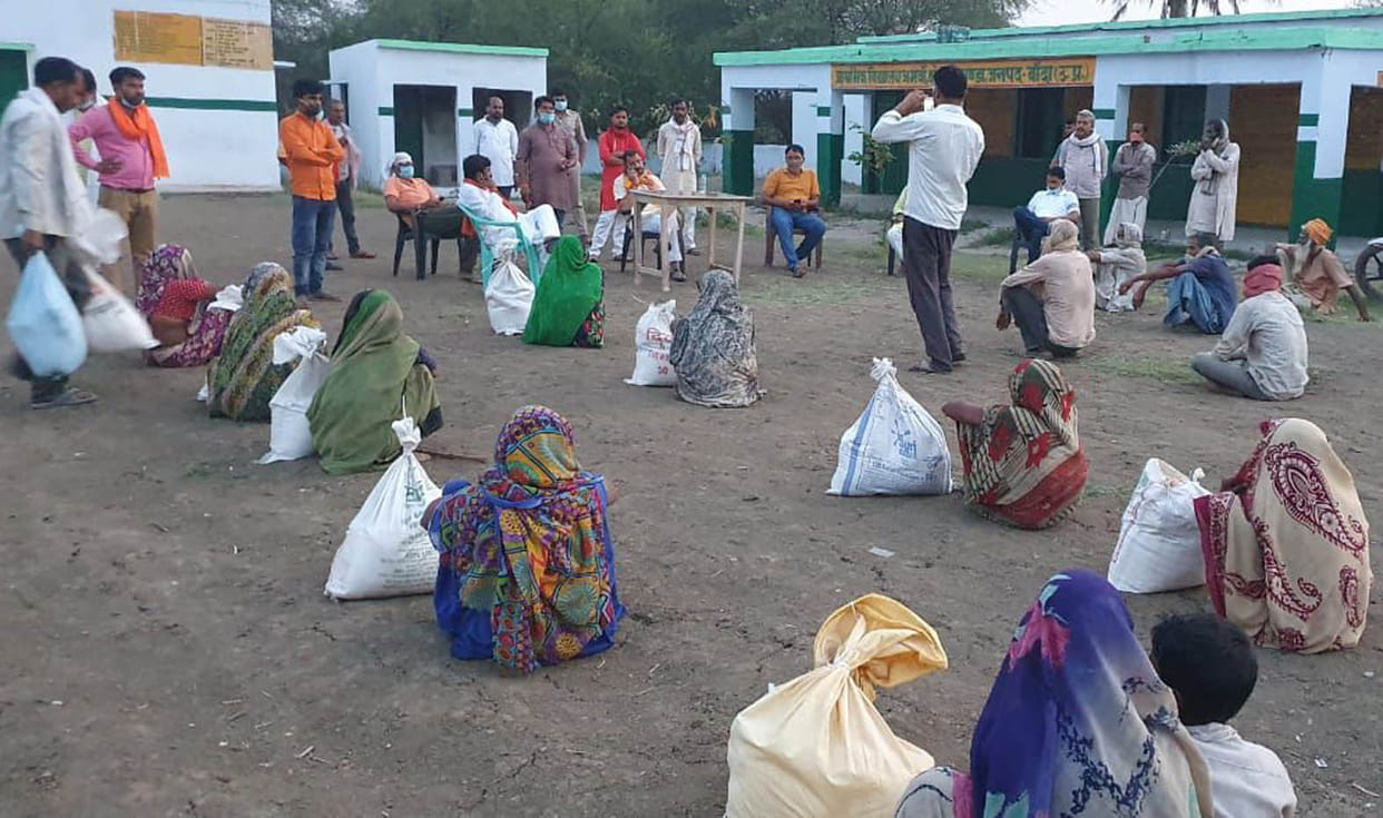 Ration given to the needy among social distancing